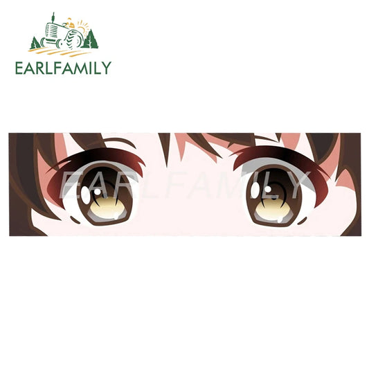 EARLFAMILY Cartoon Car Sticker Megumi Kato Eye Slap Skateboard Decal JDM Auto Helmet Motorcycle Sticker Classic Peek Girl Eyes