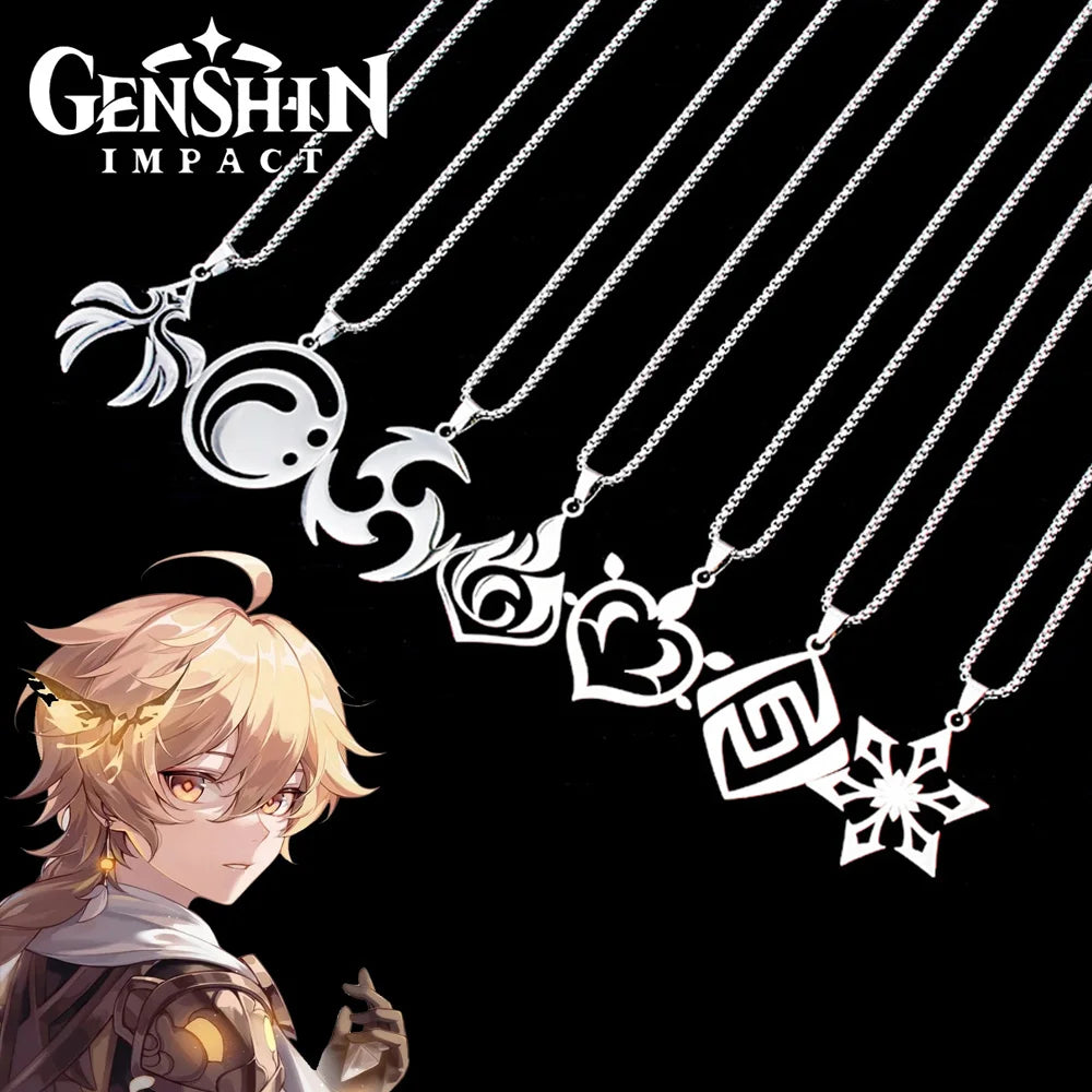 Genshin Impact Titanium Pendant Necklace – Element Symbols