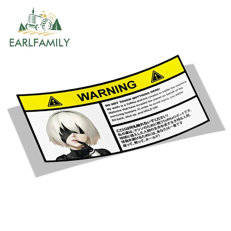 EARLFAMILY 13cm x 7.3cm Cartoon Girl Car Stickers for Warning Slap Stickers Anime Vinyl Car Window Bike Decal Car Accessories