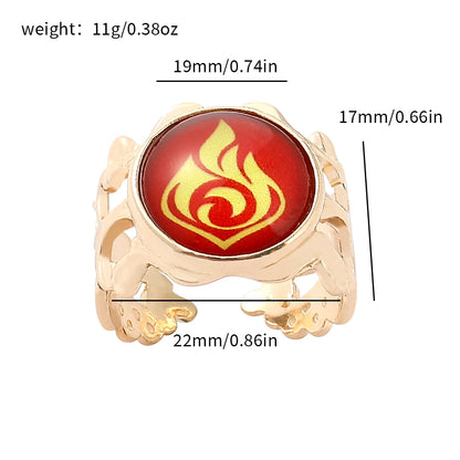 Genshin Impact Luminous Ring – Adjustable Vintage Anime Jewelry, Elegant Cosplay Prop & Gift Accessory