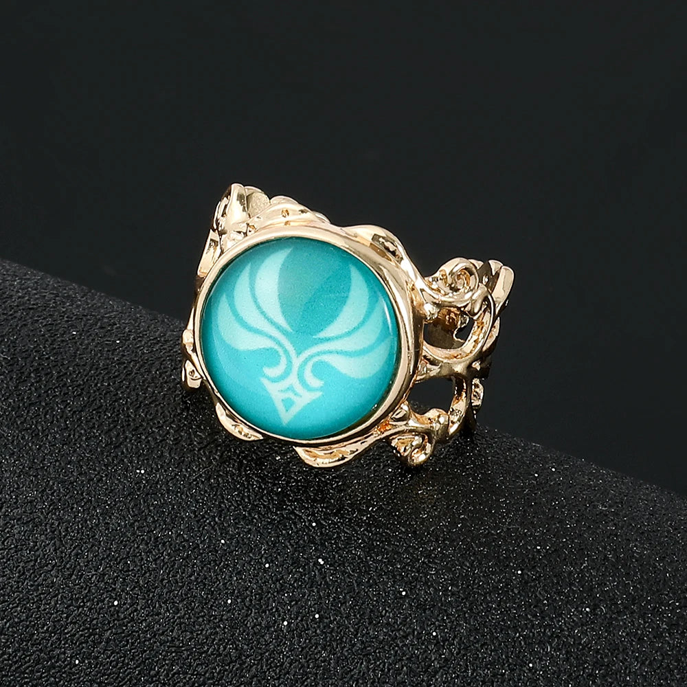 Genshin Impact Eye of God Adjustable Luminous Rings Elegant Vintage Style Jewelry Cosplay Props Clothing Accessories Fans Gifts