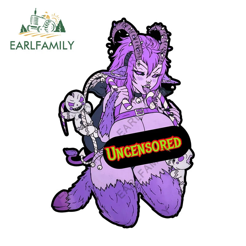 EARLFAMILY 13cm x 9cm Kinky Krampus Car Sticker Window Car Bumper Decal JDM Cartoon Devil Girl Car Styling NSFW Decoration
