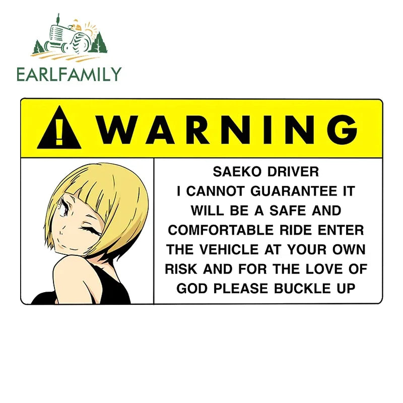 EARLFAMILY 13cm x 7.3cm Cartoon Girl Car Stickers for Warning Slap Stickers Anime Vinyl Car Window Bike Decal Car Accessories