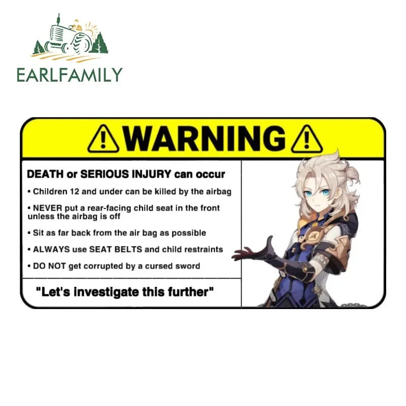 EARLFAMILY 13cm x 7.3cm Cartoon Girl Car Stickers for Warning Slap Stickers Anime Vinyl Car Window Bike Decal Car Accessories