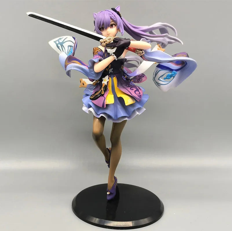 Genshin Impact Keqing Figure – 25cm PVC Anime Statue | Sword Swing Battle Pose Collectible