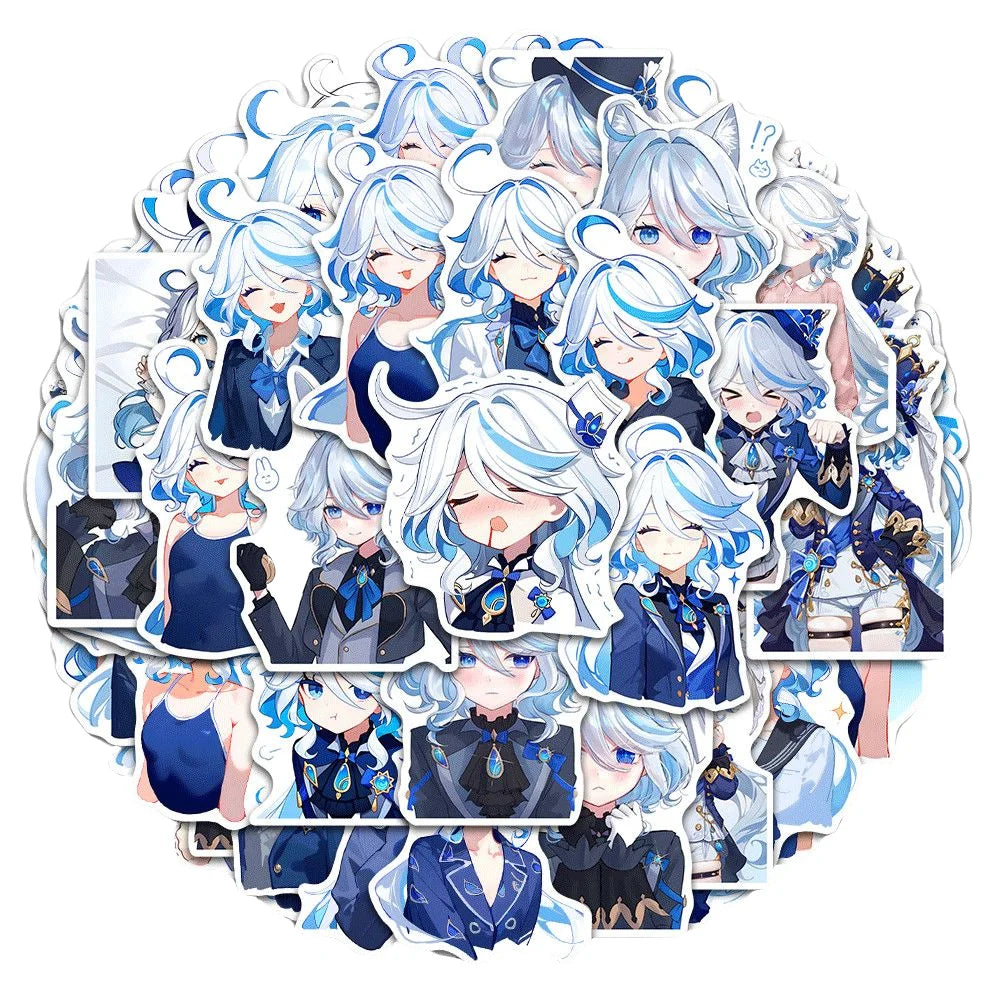 52pcs mihoyo Genshin Impact Furina Waterproof sticker trunk materials desktop Hand account materials decorate Children diy Toy