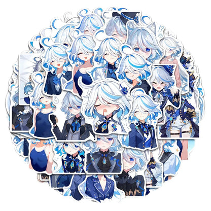 52pcs mihoyo Genshin Impact Furina Waterproof sticker trunk materials desktop Hand account materials decorate Children diy Toy