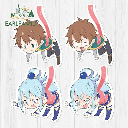 EARLFAMILY Tentacle Binding Satou Kazuma Car Sticker Anime JDM Window Trunk Helmet 3D Decal Waterproof Car Accessories