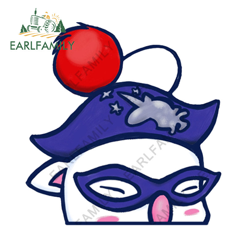 EARLFAMILY 13cm x 10cm Cartoon Moogle Peeker Car Sticker Mascot Chibi Big Head Decal Window Car Bumper Decoration