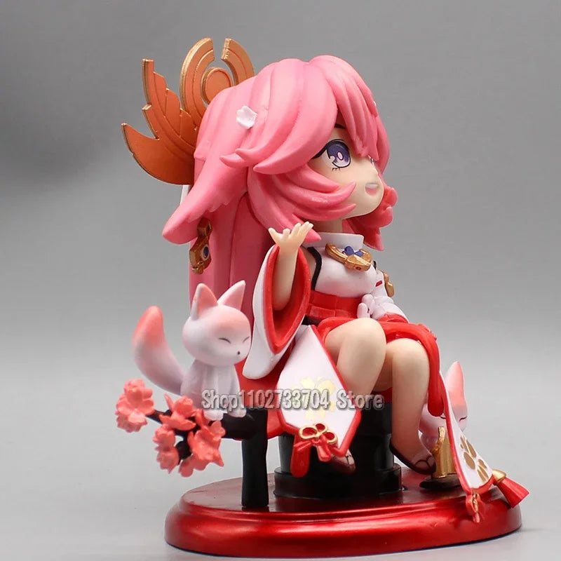 Cute Genshin Impact Figures Yoimiya Raiden Shogun Naganohara Yoimiya Yae Miko Action Figures Q Version Anime PVC Model Toys Gift