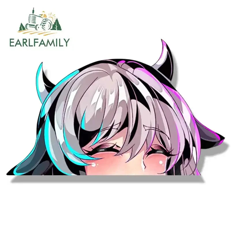 EARLFAMILY Cartoon Gyaru Tsuki Uzaki Fanart Car Sticker Sketch Waifu Decal JDM Graffiti SUGOI DEKAI Stickers Car Accessories