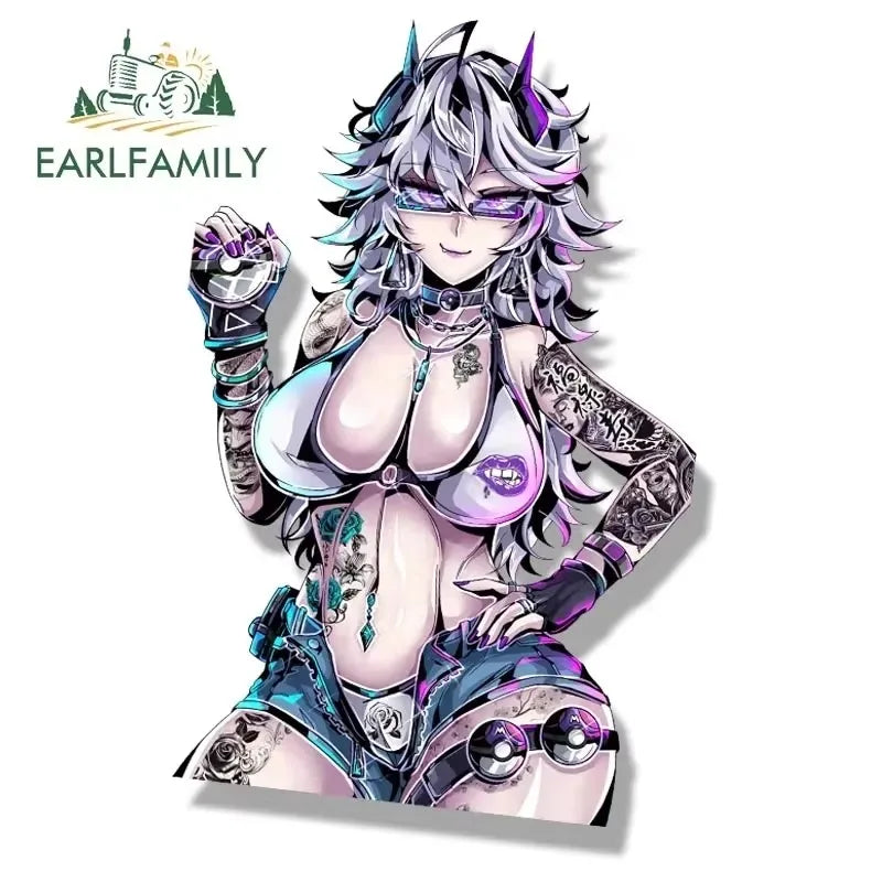 EARLFAMILY Gothic Fatui Arlecchino Fanart Car Sticker Anime Genshin Impact Knave Decal JDM Cartoon Peeker Girl Graffiti Stickers
