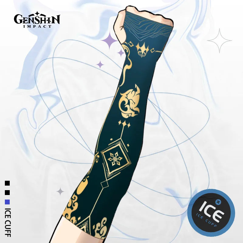 Game Impact Arm Sleeves Ice Silk Fabric Breathable Quick Dry Running Sportswear Sun UV Protection Long Arm Cover Arm Sleeves