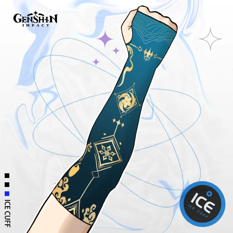 Game Impact Arm Sleeves Ice Silk Fabric Breathable Quick Dry Running Sportswear Sun UV Protection Long Arm Cover Arm Sleeves