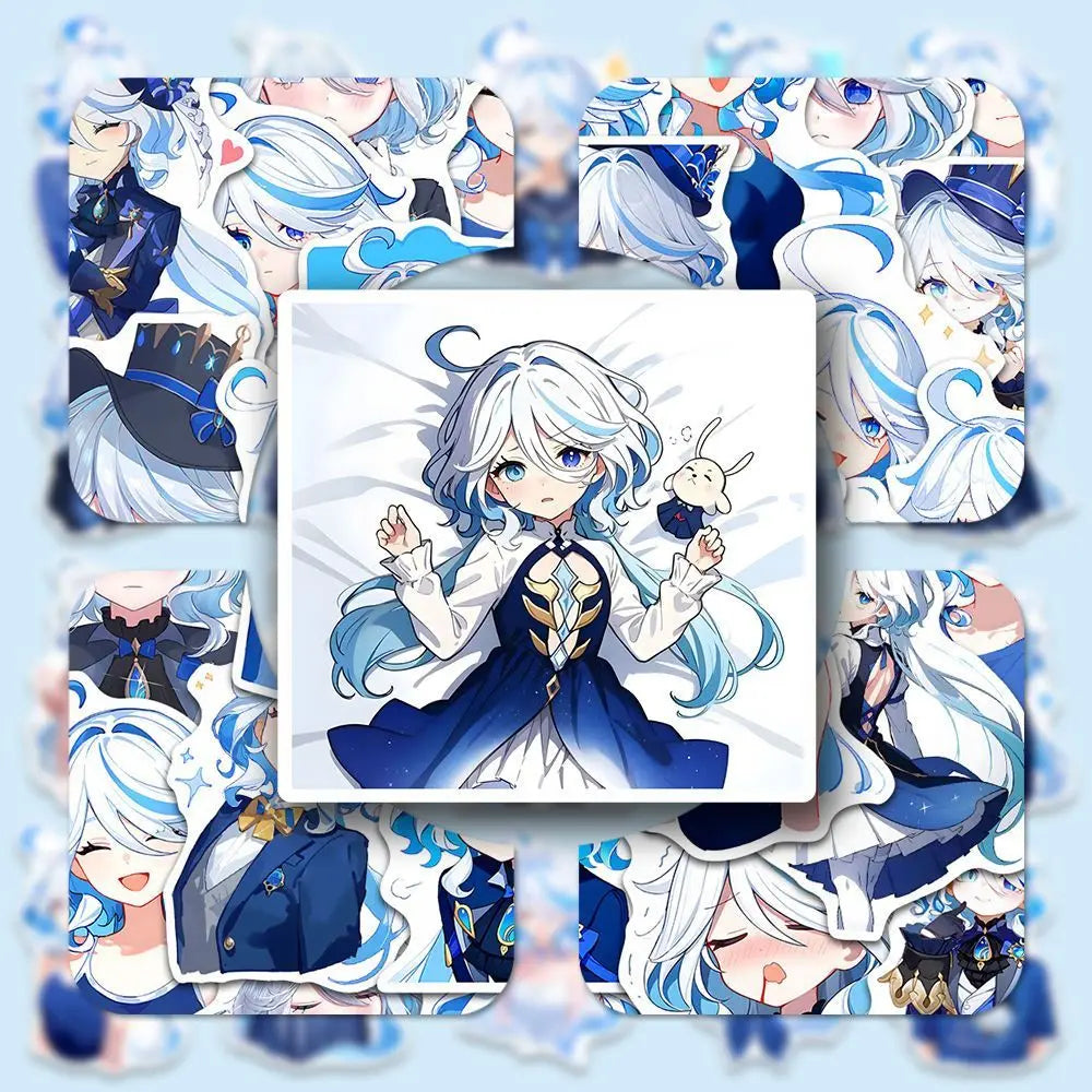 52pcs mihoyo Genshin Impact Furina Waterproof sticker trunk materials desktop Hand account materials decorate Children diy Toy