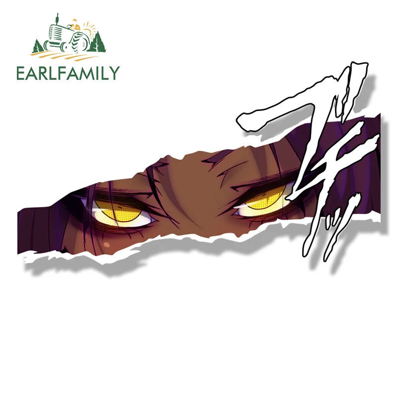 EARLFAMILY Tattoo Yoruichi Peek Fanart Car Sticker Anime Chibi Big Head Waifu Decal JDM Cartoon Peek Girl Graffiti Slap Stickers