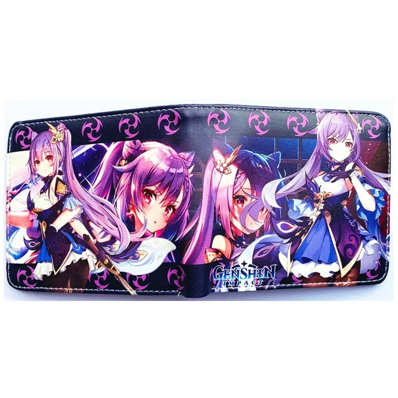 Anime Figures New Arrival Game Genshin Impact PU Wallet for Boys and Girls Short Purse Whit Credit Card Holder
