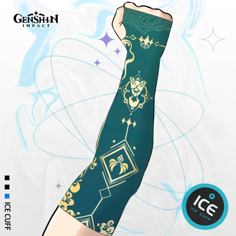 Game Impact Arm Sleeves Ice Silk Fabric Breathable Quick Dry Running Sportswear Sun UV Protection Long Arm Cover Arm Sleeves