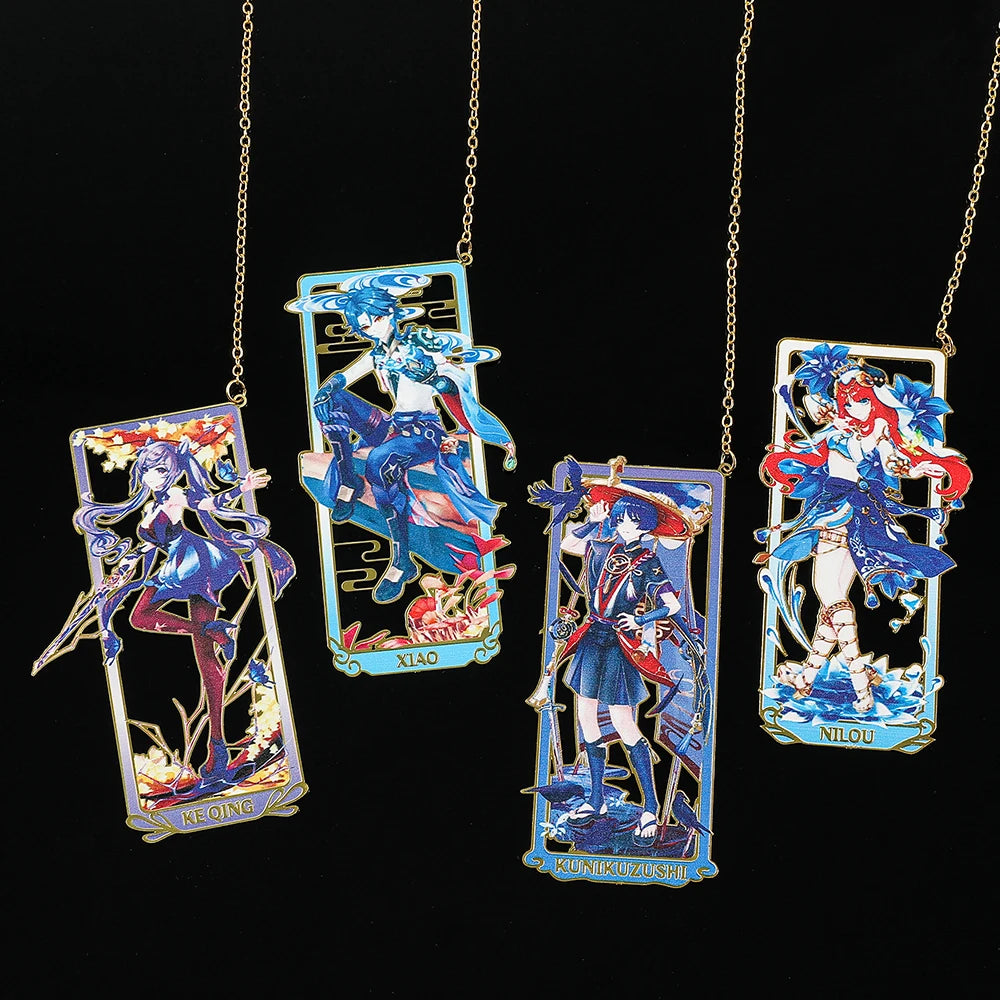 26 Styles Delicate Genshin Impacts Figure Creative Metal Bookmarks for Books Lover Gifts Game Fans Collection for Friends