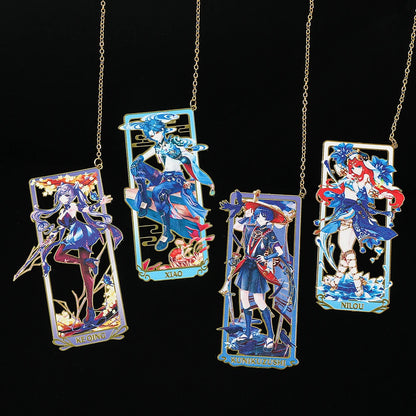 26 Styles Delicate Genshin Impacts Figure Creative Metal Bookmarks for Books Lover Gifts Game Fans Collection for Friends