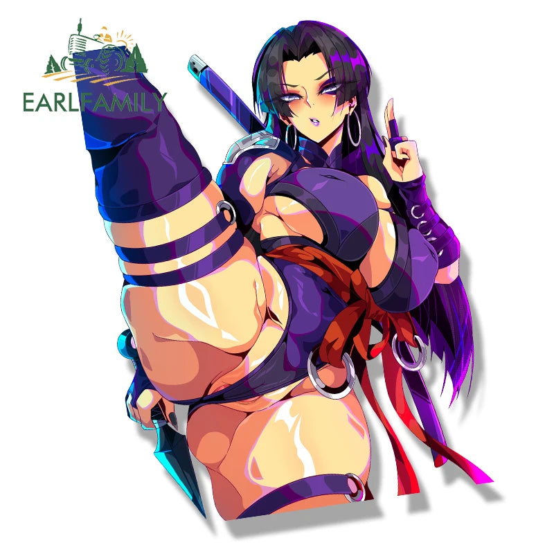 EARLFAMILY Psylocke Marvelrivals Fanart Car Sticker Hot Game Sketch Waifu Decal Cartoon Peeker Graffiti Stickers Car Accessories