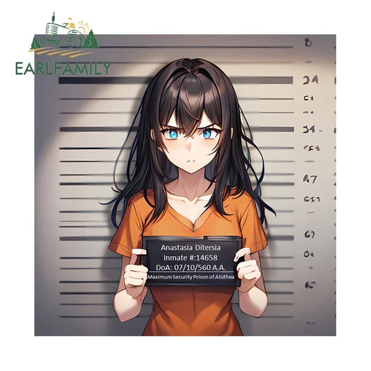 EARLFAMILY 13cm x 13cm Anastasia Ditersia Prisoner Car Sticker Inmate #14658 Maximum Security Prison of Alizthea Cartoon Decal