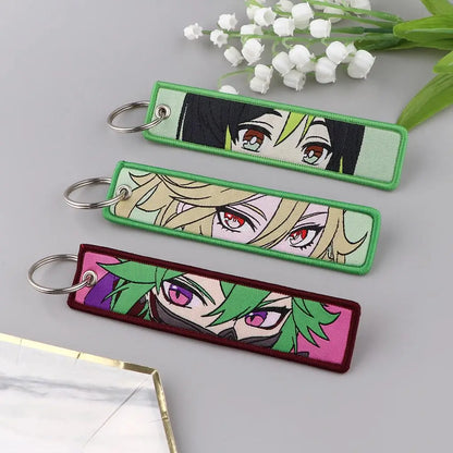 Genshin Impact Embroidered Keychain – Fashion Key Tag for Cars, Motorcycles, Bags & Backpacks, Key Ring