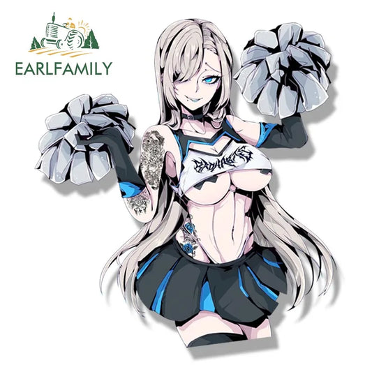 EARLFAMILY Cheerleader Asuna Ichinose Fanart Peeker Car Sticker Anime Blue Archive Waifu Decal JDM Cartoon Graffiti Peek Sticker