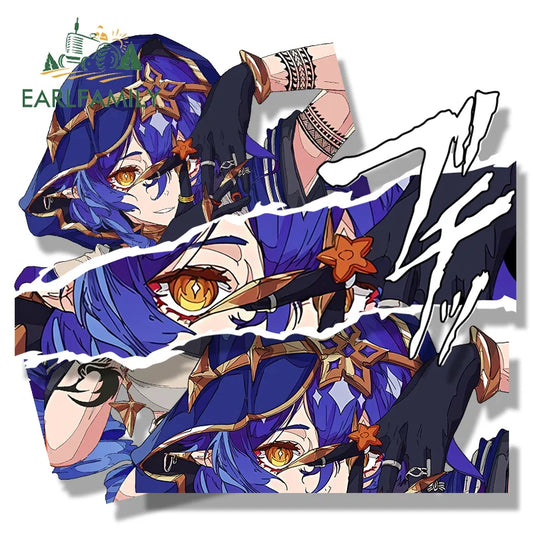 EARLFAMILY Punk Layla Car Sticker Hot Genshin Impact Sketch Waifu Decal JDM Cartoon Peek Girl Graffiti Sticker Chibi Car Styling