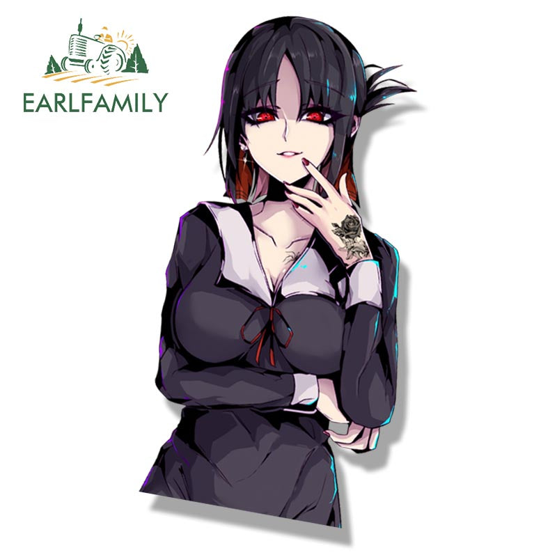 EARLFAMILY Gothic Punk Peeker Girl Car Sticker Fanart Decal Anime Waifu Decal JDM Peek Girl Graffiti Stickers Car Accessories