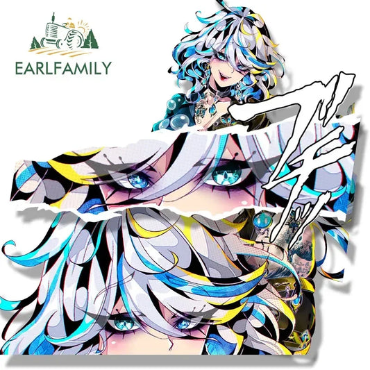 EARLFAMILY Gothic Furina Fanart Car Sticker Anime Genshin Impact Sketch Waifu Decal JDM Gyaru Girl Peeker Sticker Car Wrap