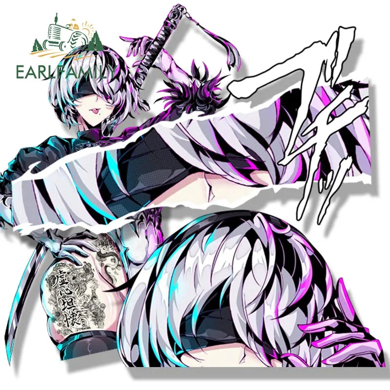 EARLFAMILY Bunny Girl Fanart Car Sticker Neir Automata Sketch Waifu Decal Cartoon Peeker Ahegao Girl Stickers