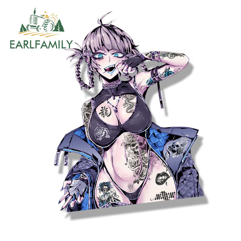 EARLFAMILY Punk Nazuna Nanakusa Fanart Car Sticker Anime Waifu Decal JDM Cartoon Peeker Girl Graffiti Stickers Car Wrap