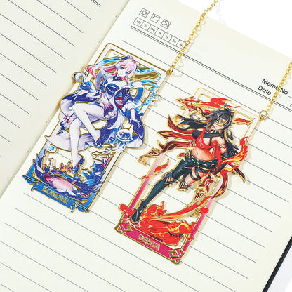 26 Styles Delicate Genshin Impacts Figure Creative Metal Bookmarks for Books Lover Gifts Game Fans Collection for Friends