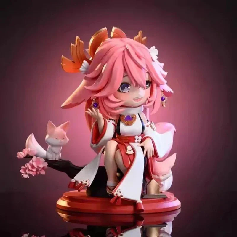Cute Genshin Impact Figures Yoimiya Raiden Shogun Naganohara Yoimiya Yae Miko Action Figures Q Version Anime PVC Model Toys Gift