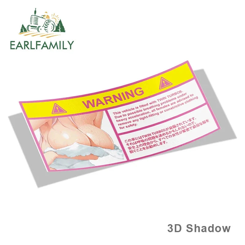 EARLFAMILY Car Sticker for Super Sonico Warning Slap Stickers Anime Vinyl JDM Rear Windshield Bumper Decal Car Accessories