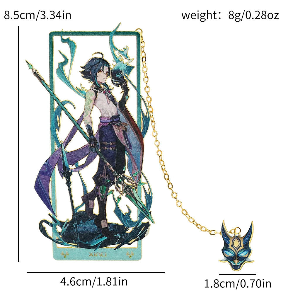 Genshin Impact Metal Bookmark – Elegant Anime Page Marker, Collectible Gift for Book Lovers & Fans