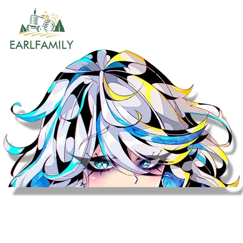 EARLFAMILY Gothic Furina Fanart Car Sticker Anime Genshin Impact Sketch Waifu Decal JDM Gyaru Girl Peeker Sticker Car Wrap