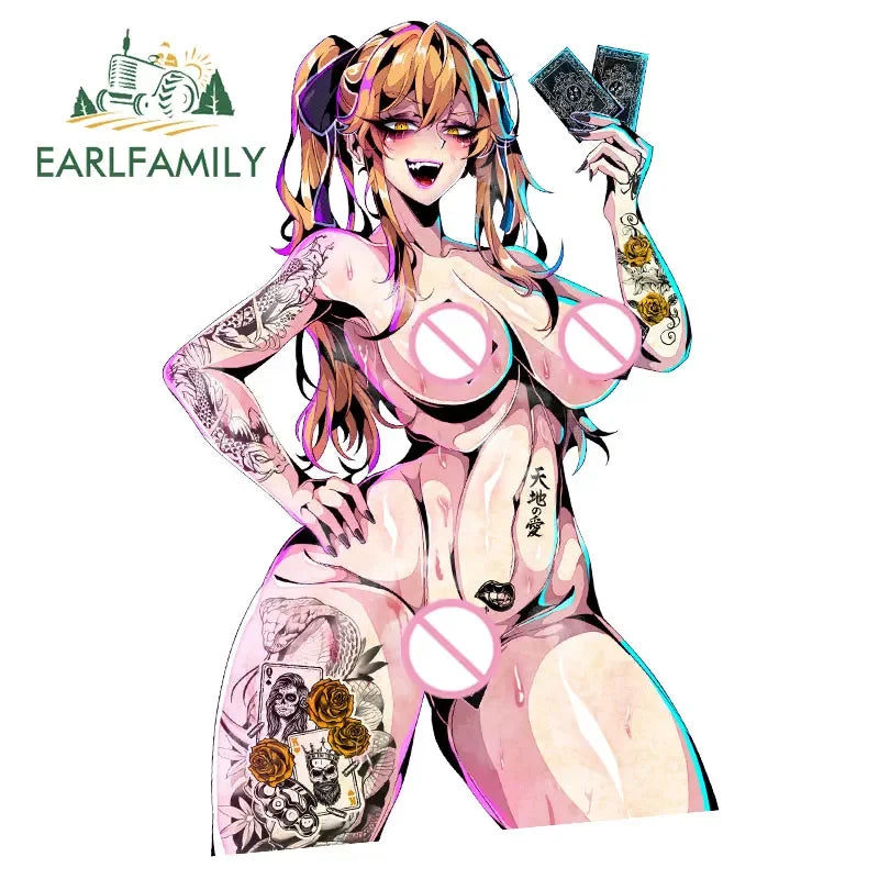 EARLFAMILY Meari Saotome Fanart Car Sticker Anime Sketch Waifu Decal JDM Cartoon Peek Girl Graffiti NSFW Stickers Car Wrap