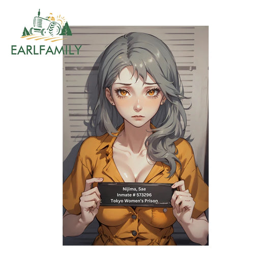 EARLFAMILY 13cm x 9cm Nijima Sae Prisoner Car Sticker Anime Inmate #573296 Tokyo Women's Prison Decal Cartoon Car Accessories