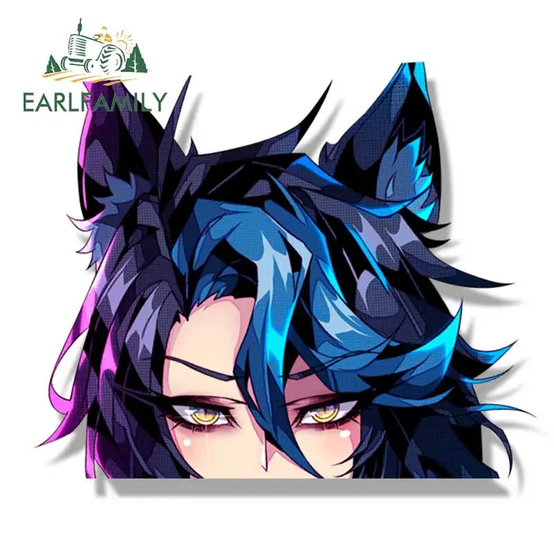EARLFAMILY Spectre Wolf Bounty Hunter Fanart Car Sticker Cartoon Sketch Waifu Decal JDM Gothic Tattoo Girl Peek Graffiti Sticker