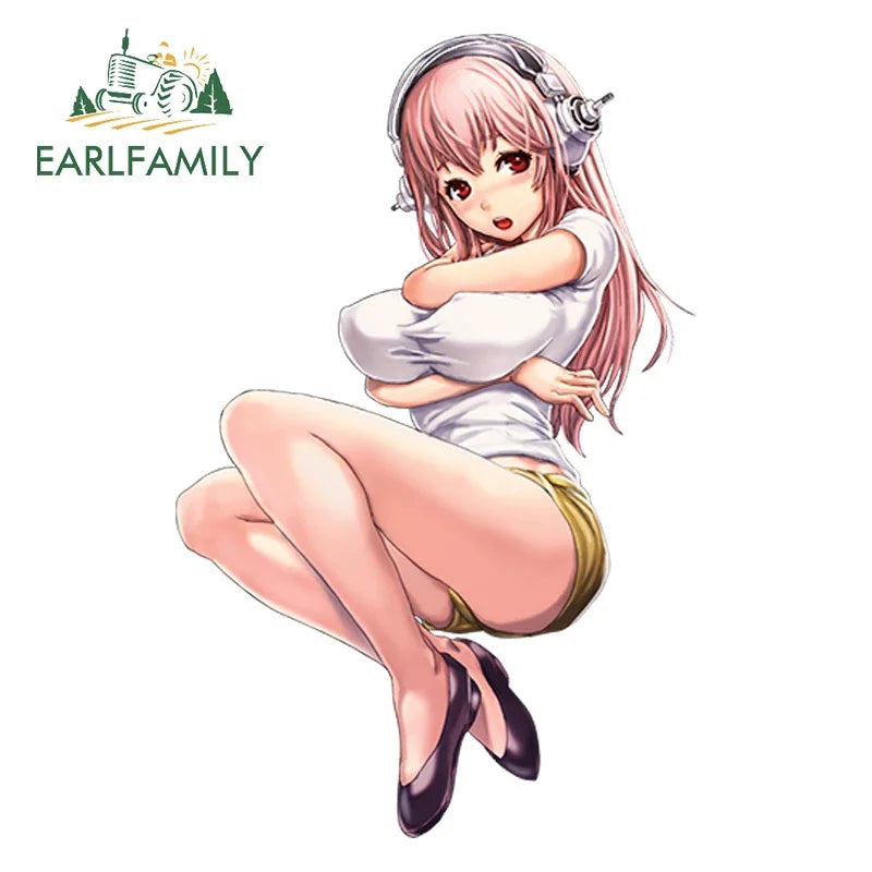 EARLFAMILY Car Sticker for Super Sonico Warning Slap Stickers Anime Vinyl JDM Rear Windshield Bumper Decal Car Accessories