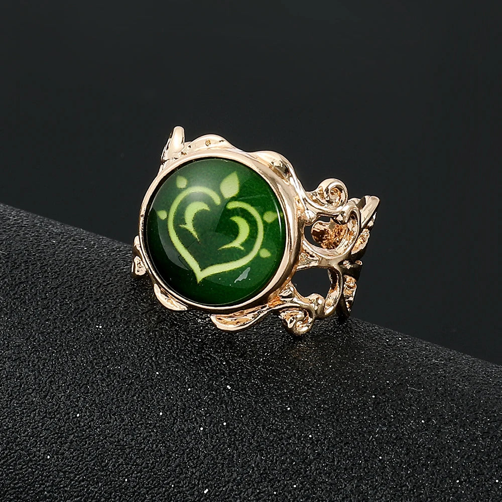 Genshin Impact Eye of God Adjustable Luminous Rings Elegant Vintage Style Jewelry Cosplay Props Clothing Accessories Fans Gifts