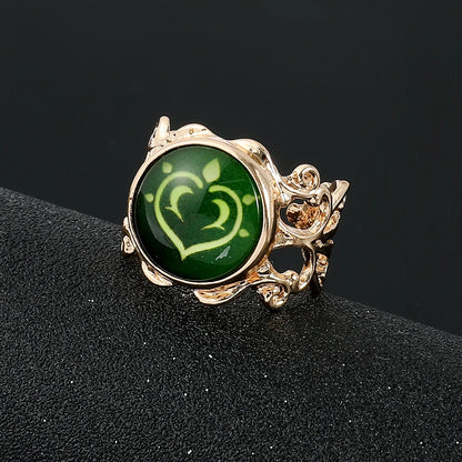 Genshin Impact Luminous Ring – Adjustable Vintage Anime Jewelry, Elegant Cosplay Prop & Gift Accessory