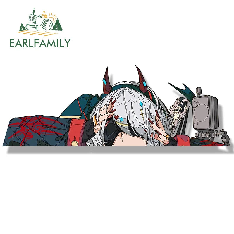 EARLFAMILY Punk Demon 2B Fanart Car Sticker Nier Automata Chibi Big Head Decal Waifu Slap Stickers Graffiti Peeker Car Styling