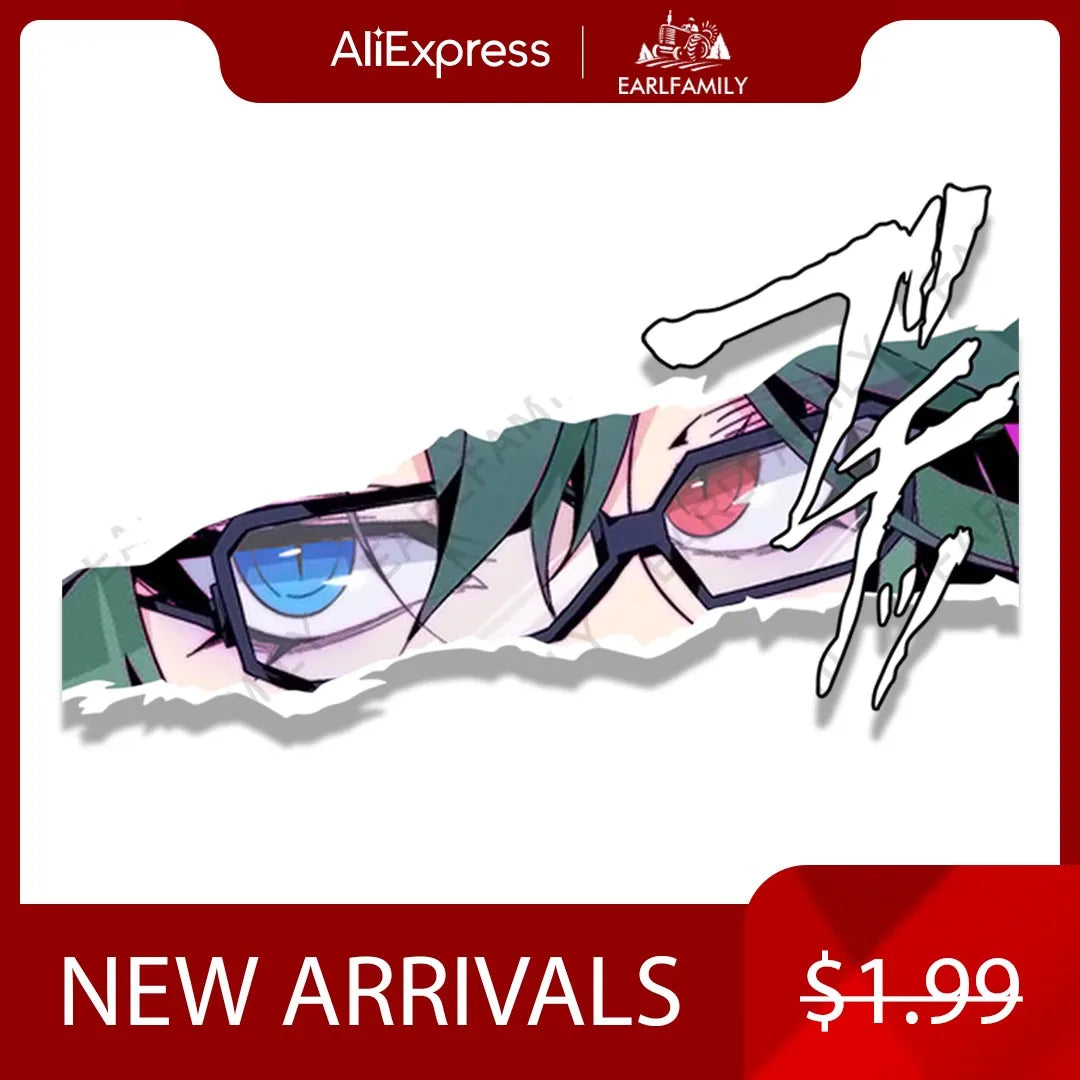 EARLFAMILY Streetwear Tattoos Aruna Car Sticker Anime Sketch Waifu Decal Window Decor JDM Cartoon Peeker Girl Fanart Stickers