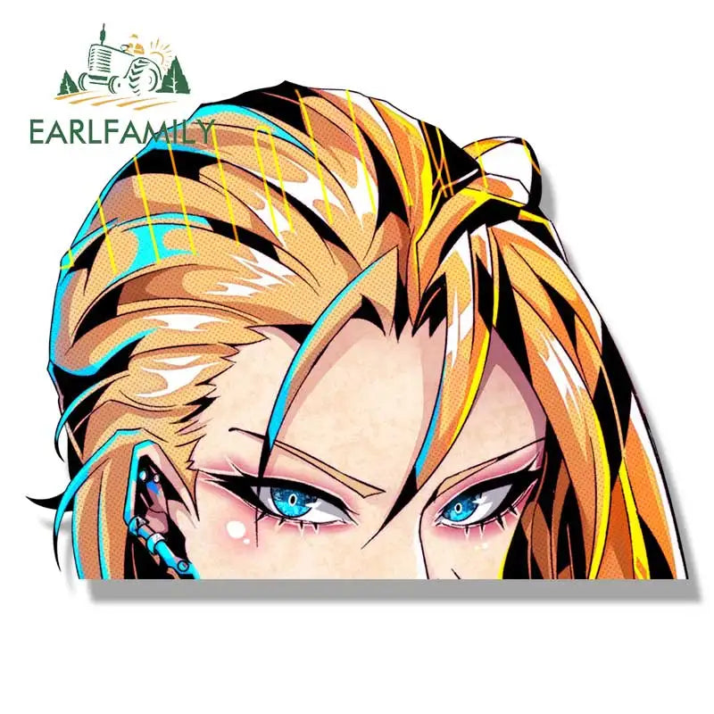 EARLFAMILY Street Punk Cammy Fanart Car Sticker Arcade Game Sketch Waifu Decal JDM Cartoon Peek Girl Graffiti Killer Bee Sticker