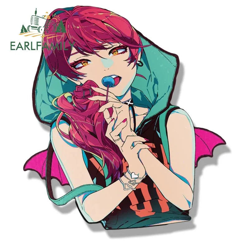 EARLFAMILY Gothic Punk Girl Peek Car Sticker Cartoon Anime Waifu Sketch Fanart Decal JDM Funny Peeker Stickers Car Graphics