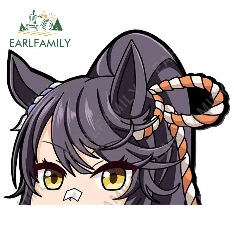 EARLFAMILY Anime Waifu Peeker Decal JDM Cartoon Girl Car Stickers Window Laptop Wall Decoration Auto Motorcycle Stickers