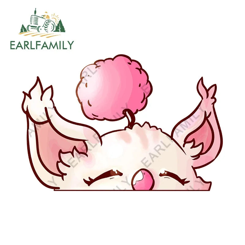 EARLFAMILY 13cm x 10cm Cartoon Moogle Peeker Car Sticker Mascot Chibi Big Head Decal Window Car Bumper Decoration